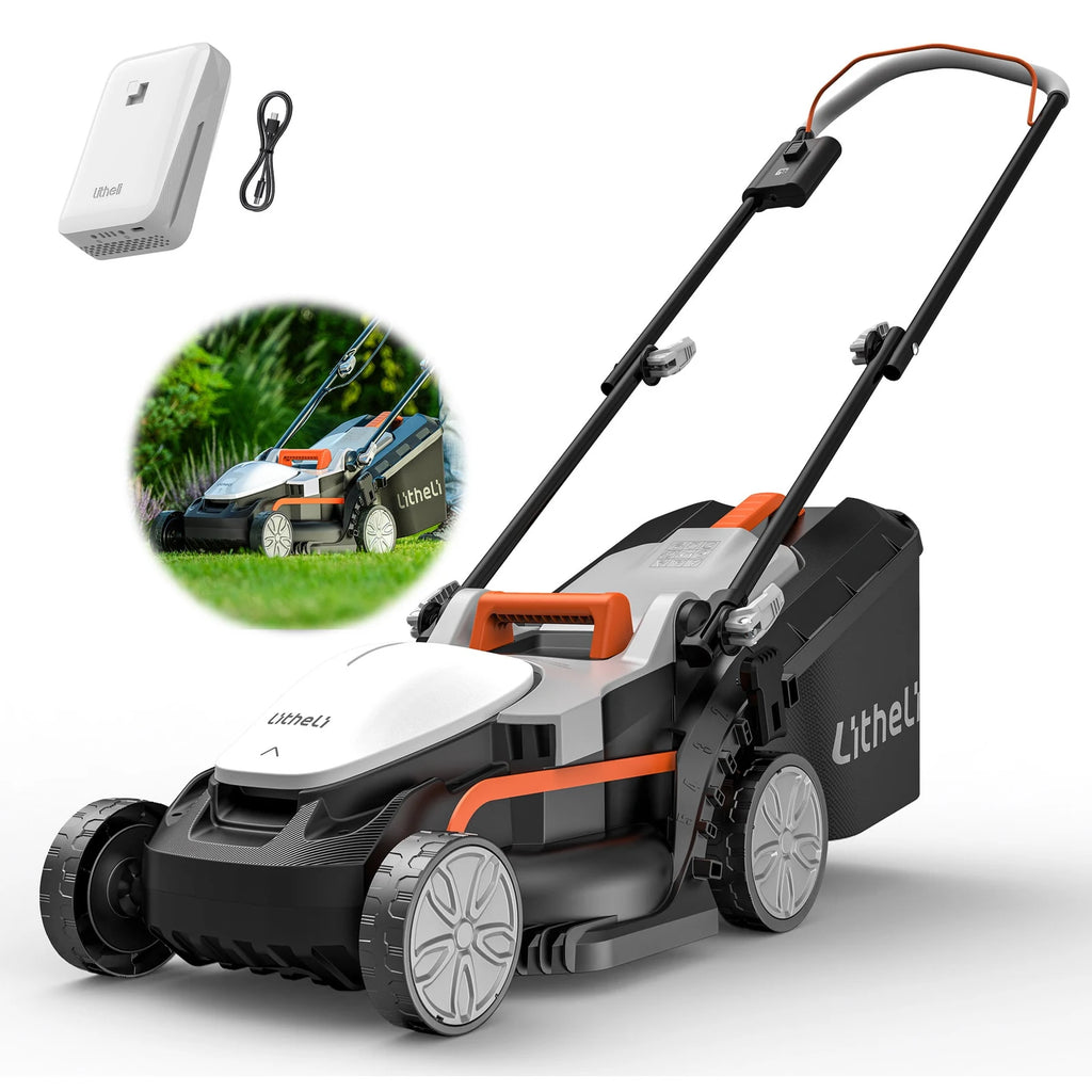 Litheli U20 20V Cordless Lawn Mower, 13-Inch Cutting Width, Adjustable Height, with 4.0Ah Battery