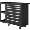 CoSoTower 7-Drawer Rolling Tool Chest with Detachable Side Shelf, Lockable Tool Cabinet Box Organizer with Wheels, Black