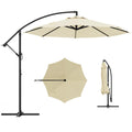 10 Ft Cantilever Patio Umbrella, Beige, 360-Degree Rotation, Infinite Tilt, 8-Rib Frame and UV-Resistant Canopy