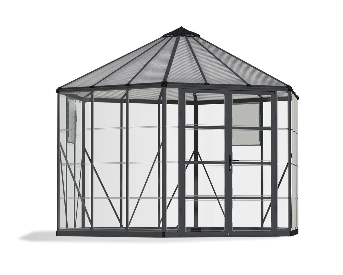 CANOPIA by PALRAM Oasis 12 ft. Greenhouse Kit - Grey Structure & Hybrid Panels (94.2 sq. ft.)