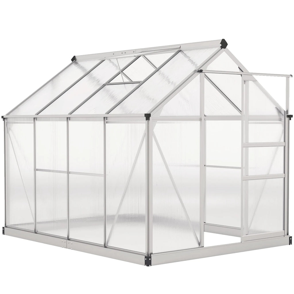 Outsunny Greenhouse, Walk-In Hot House, Clear PC Board with Sliding Door