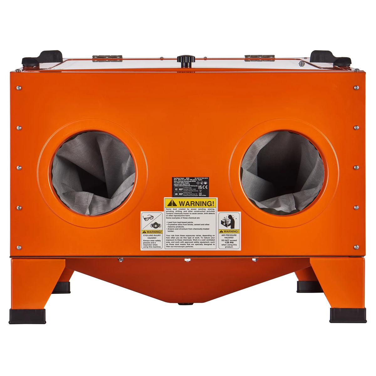 KFFKFF 25-Gallon Benchtop Sandblasting Cabinet, 40-120 PSI, Steel Construction, Blasting Gun and 4 Ceramic Nozzles