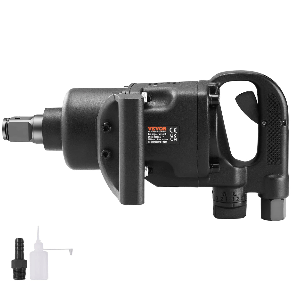VEVOR 1-Inch Air Impact Wrench, 2730 ft-lb Max Reverse Torque, Lightweight Pneumatic Impact Gun with 2 Handles