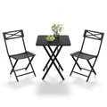 GloryStar Folding Outdoor Bistro Set, Table and 2 Chairs, Heavy-Duty Weather-Resistant Steel Patio Furniture