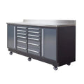 TMG Industrial TMG Heavy Series 7-Ft 12-Drawer Workbench with Stainless Steel Top, Ball Bearing Double Slides & Casters, TMG-WB712