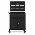 2-in-1 Rolling Tool Chest, 5 Lockable Drawers, Detachable Top Toolbox, Heavy-Duty Steel Cabinet with Wheels