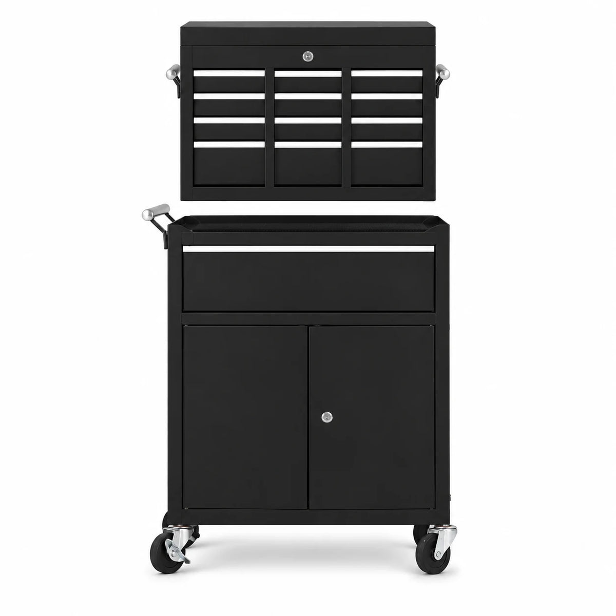 2-in-1 Rolling Tool Chest, 5 Lockable Drawers, Detachable Top Toolbox, Heavy-Duty Steel Cabinet with Wheels