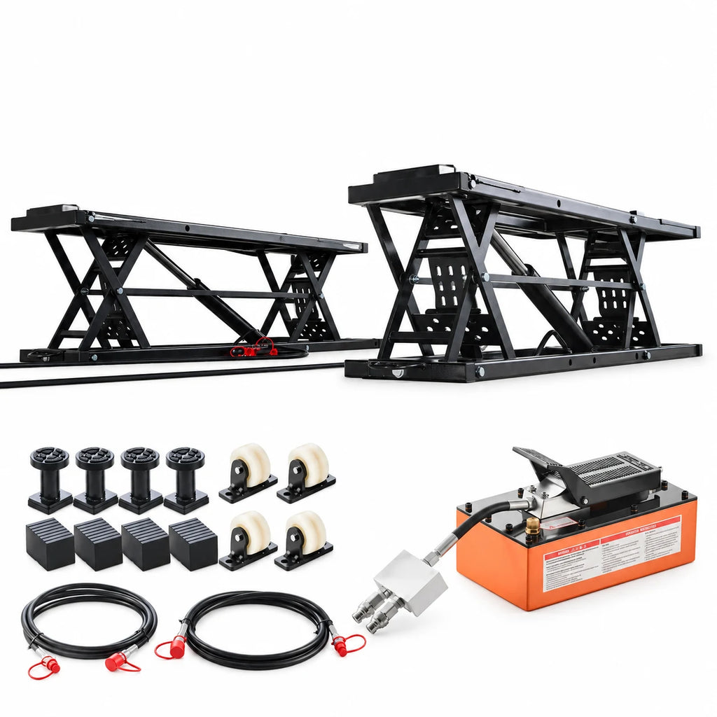 VEVOR Portable Car Lift, 7000 lbs Capacity, Heavy Duty Steel Truck Lift with 26.8" Max Height, Pneumatic Pump, Wheels, 4 Rubber Pads