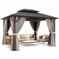 Clouddwell 10' x 12' Gazebo for Patio, Gazebo Pergola with Sloped Roof, Large Wall-Mounted Heavy Duty Awnings, for Deck, Patio and Backyard